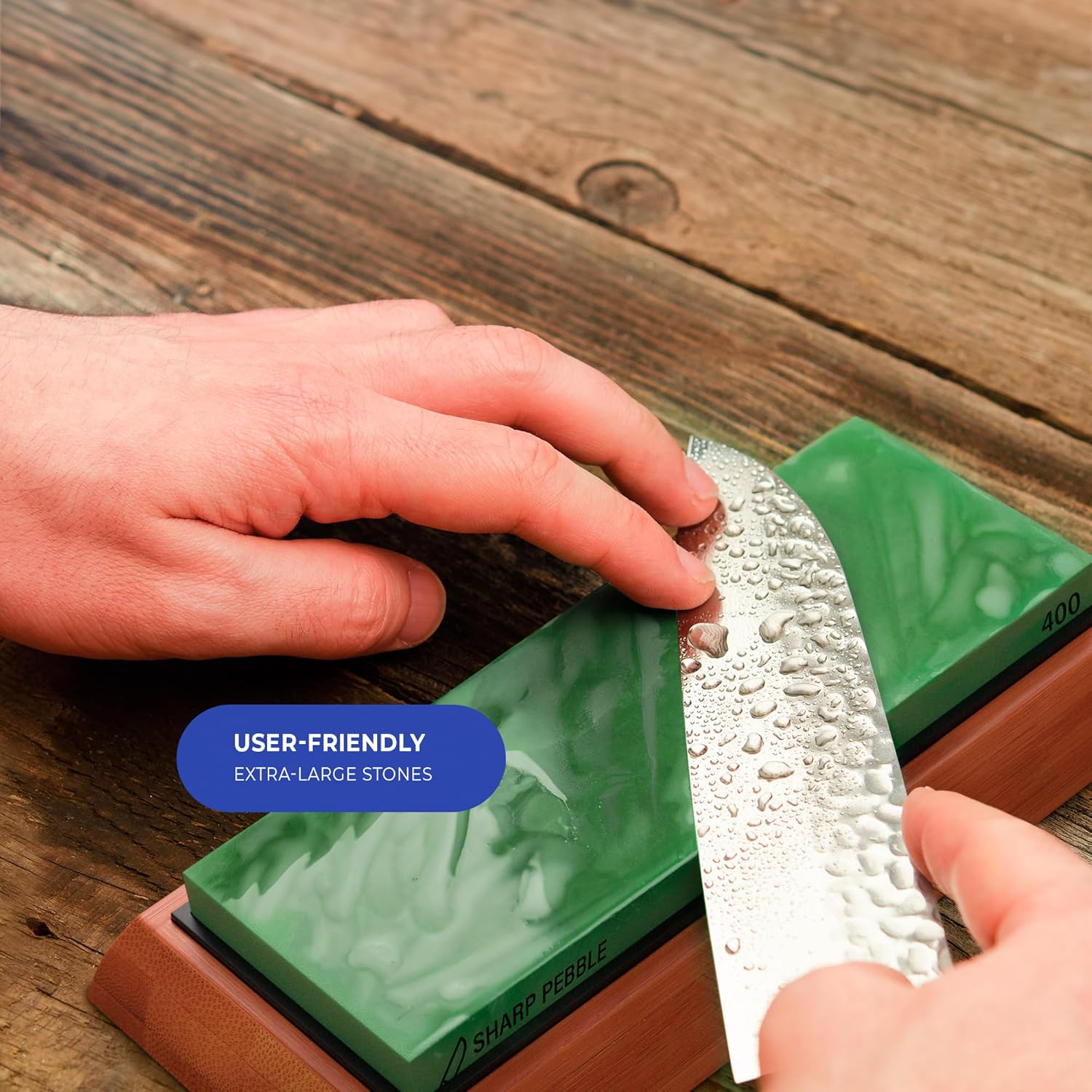 knife sharpening stone kit with leather strop and angle guide